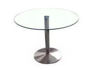 שולחן זכוכית עגול בסיס ניקל 100 ס